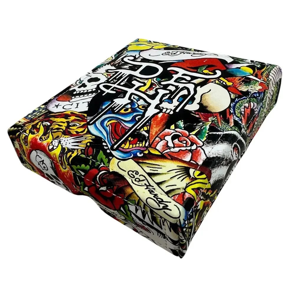 Ed Hardy Men's Bifold Black Wallet With Valet Tray Gift Box